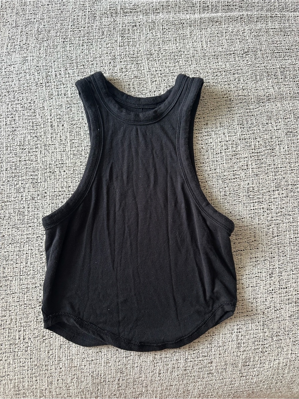 lululemon athletica Black Ribbed High-Neck Cropped Tank